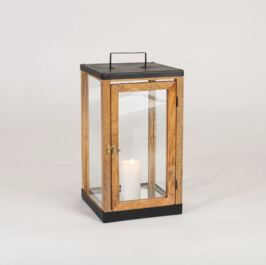 Ira Wooden Lantern - Brown