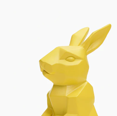 Yellow Polyresin Rabbit Figurine