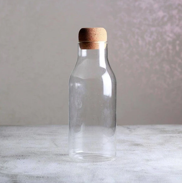Borosilicate Glass Bottle With Cork Lid - Large