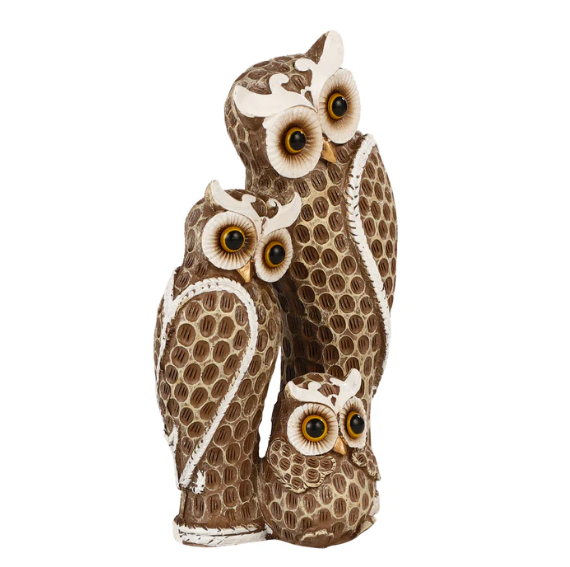 The Loving Owl Family Statue (Brown)