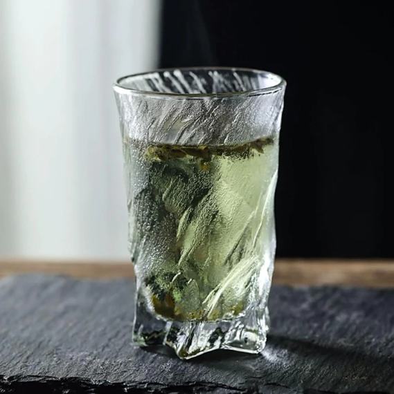 Frosted Ice Textured Glass Tumbler for Whiskey - Set of 2, 4 & 6