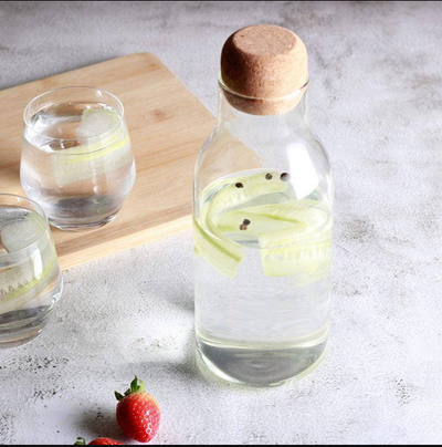 Borosilicate Glass Bottle With Cork Lid - Large