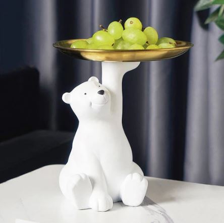 Sitting Bear Sculpture with Trinket Tray