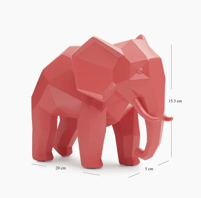 Orange Polyresin Elephant Figurine