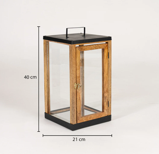 Ira Wooden Lantern - Brown