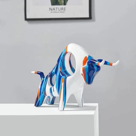 Prime Bull Decorative Sculpture - Splash Blue