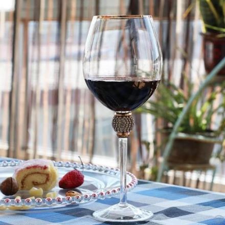 Red Wine Glass Set | Imported | Unique | Classy | Designer Wine Glass with Gold Rim | Fancy | Luxury