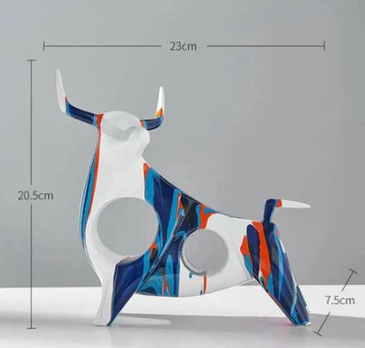 Standing Bull Decorative Sculpture - Splash Blue