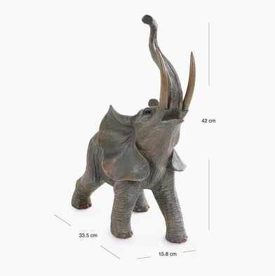 Brown Natural Finish Polyresin Elephant Figurine