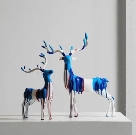 Antler Decorative Sculptures, Set of 2 - Splash Blue
