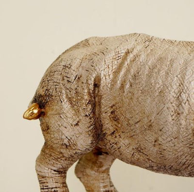 Golden-Horned Rhino Table Accent
