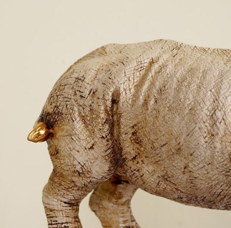 Golden-Horned Rhino Table Accent