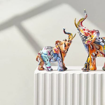 Graffiti Elephant Decorative Sculpture Small