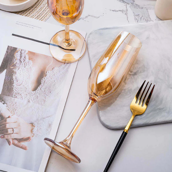 Nordic Golden Champagne Wine Glasses - 180 ml