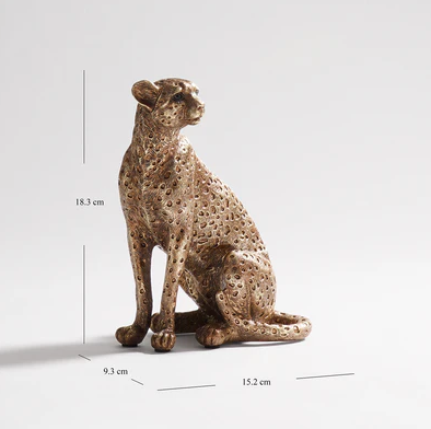Gold Polyresin Sitting Cheetah