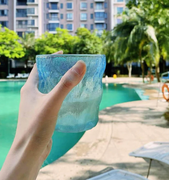 Blue-Green Gradient Glass Cup for Drinkware - 260 ml