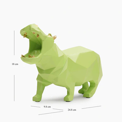 Green Polyresin Hippopotamus Figurine
