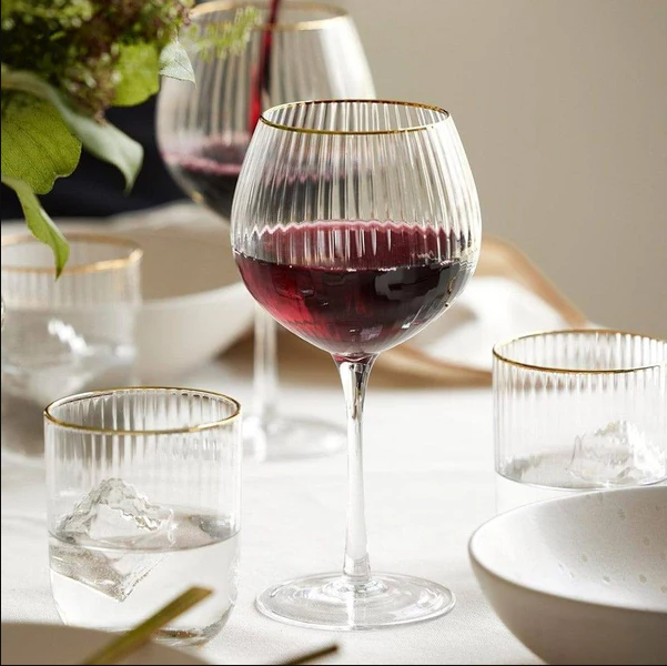 Palermo Gold Rounded Gin & Tonic Glasses 650ml, Set of 4