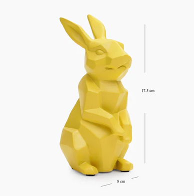 Yellow Polyresin Rabbit Figurine