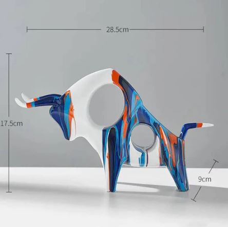 Prime Bull Decorative Sculpture - Splash Blue