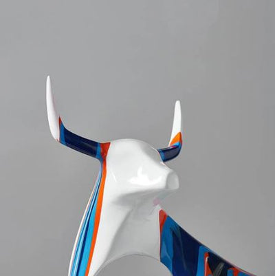 Standing Bull Decorative Sculpture - Splash Blue