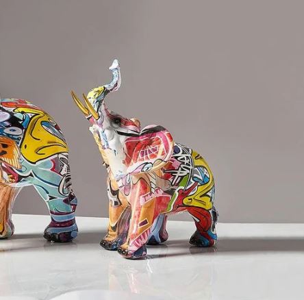 Graffiti Elephant Decorative Sculpture Small