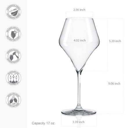 Aram Red Wine Glasses 500ml, Set of 6