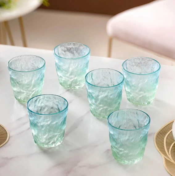 Blue-Green Gradient Glass Cup for Drinkware - 260 ml