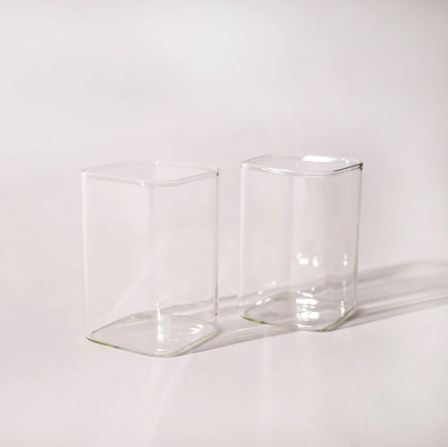 Borosilicate Square Short Tumblers, Set of 2