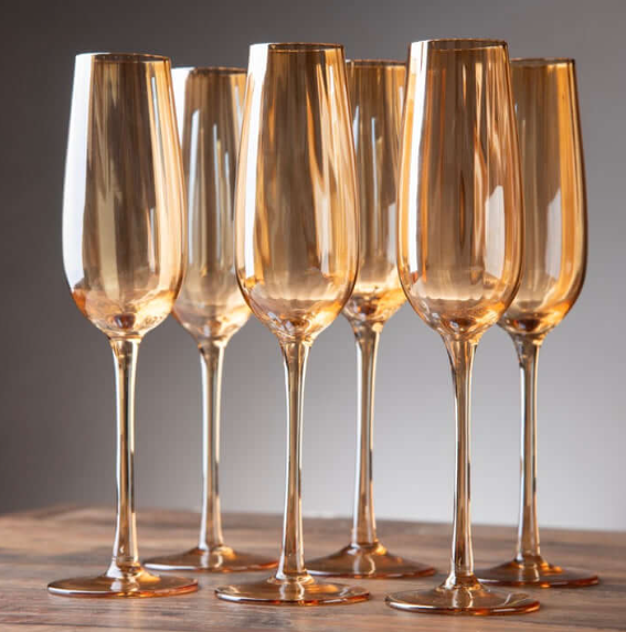 Nordic Golden Champagne Wine Glasses - 180 ml