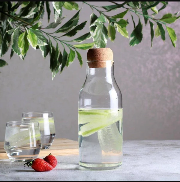 Borosilicate Glass Bottle With Cork Lid - Large