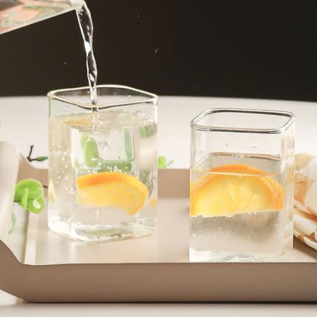 Borosilicate Square Short Tumblers, Set of 2