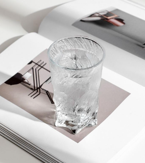 Frosted Ice Textured Glass Tumbler for Whiskey - Set of 2, 4 & 6