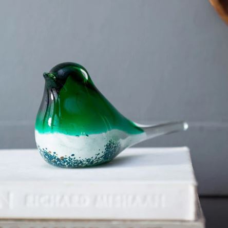 Avis Glass Decorative Sculptures, Set of 2 - Emerald