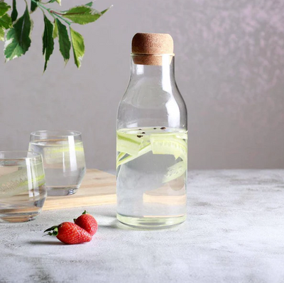 Borosilicate Glass Bottle With Cork Lid - Large