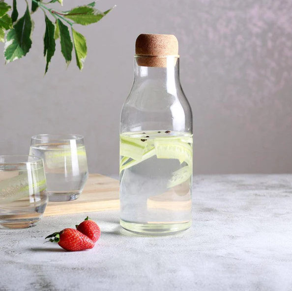 Borosilicate Glass Bottle With Cork Lid - Large
