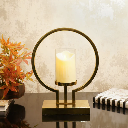 Round base silver Candle holder Large