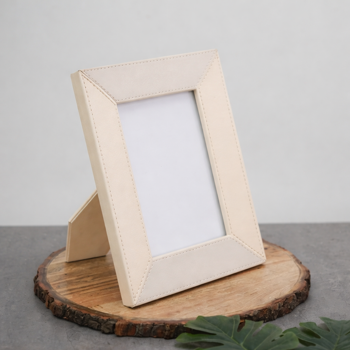 Beige Faux Leather 7 x 9" Photo Frame