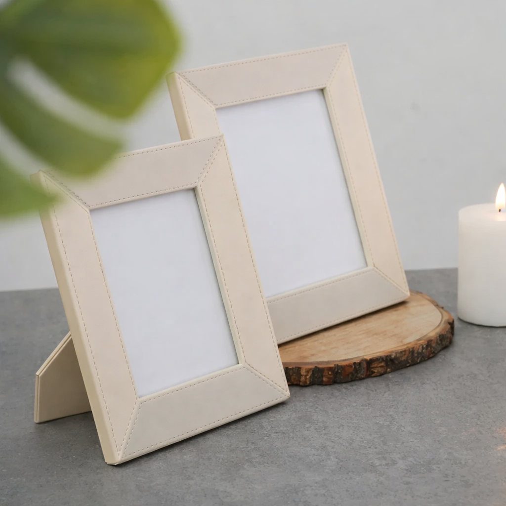 Beige Faux Leather 8 x 10" Photo Frame