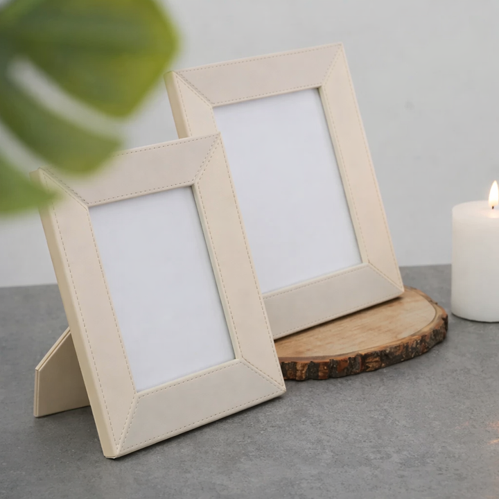 Beige Faux Leather 8 x 10" Photo Frame