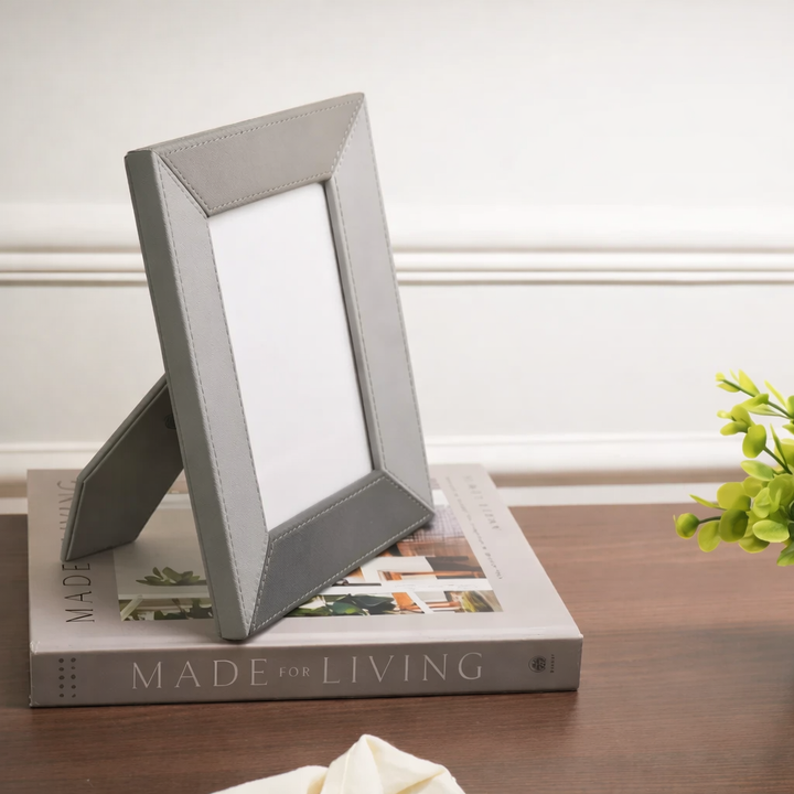 Grey Faux Leather 7 x 9" Photo Frame