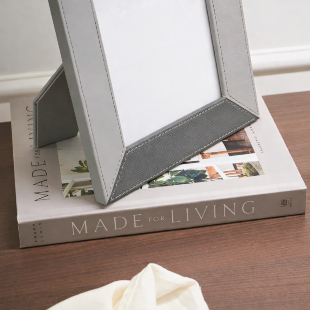 Grey Faux Leather 7 x 9" Photo Frame