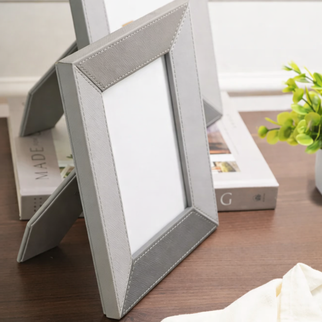 Grey Faux Leather 7 x 9" Photo Frame