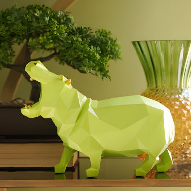 Green Polyresin Hippopotamus Figurine