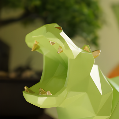 Green Polyresin Hippopotamus Figurine