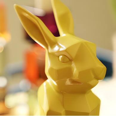 Yellow Polyresin Rabbit Figurine