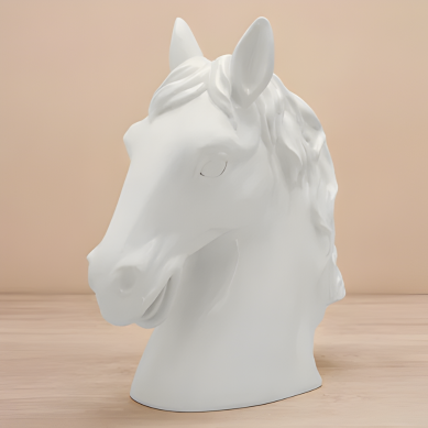 Cream Polyresin Horse Head Figurine