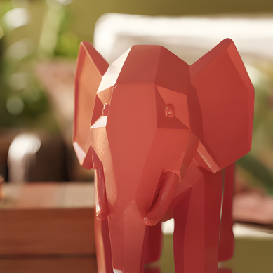Orange Polyresin Elephant Figurine
