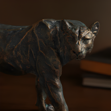 Brown Polyresin Walking Leopard