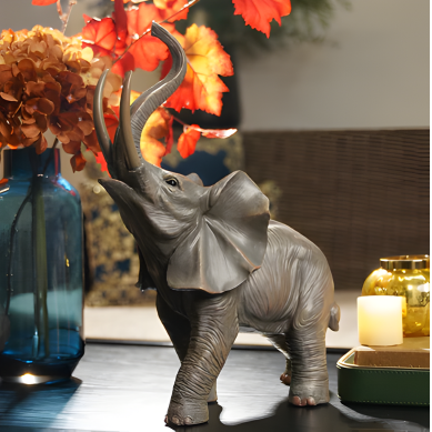 Brown Natural Finish Polyresin Elephant Figurine